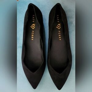 Katie Perry The Hava Women's Ballet Scalloped Black Flat Microsuede Size 8M